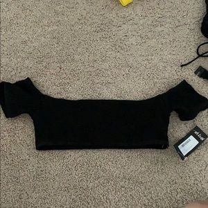 BNWT off the shoulder black bikini top